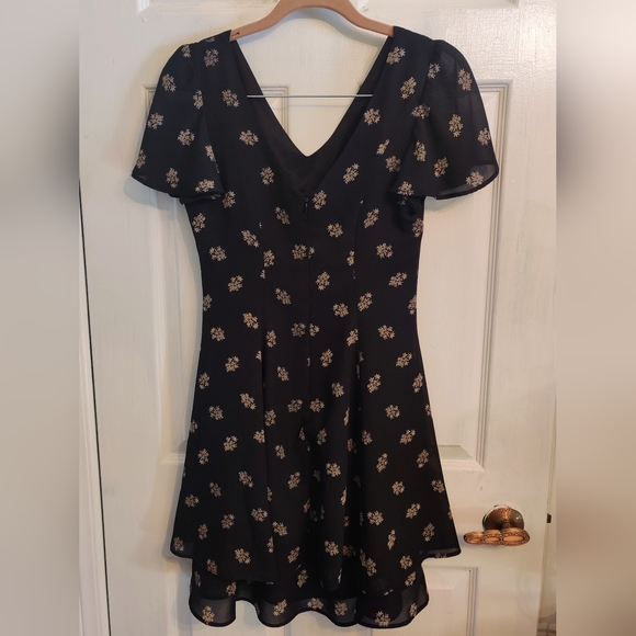 Vintage 90s Randi May Black Floral Mini Shift Dress Size 4 - Picture 2 of 4